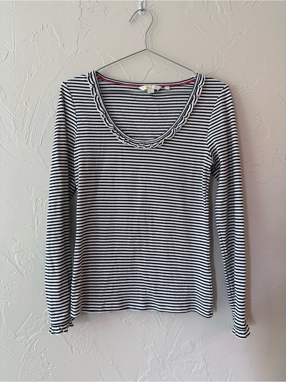 Boden Striped Long Sleeve Top in Black & White Size 6